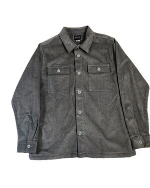 Valor Collective Mens L Corduroy Shacket Gray NWT Cali Skater Logo 100% Cotton